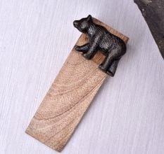 Black Finish Iron Bear Wooden Door Stopper
